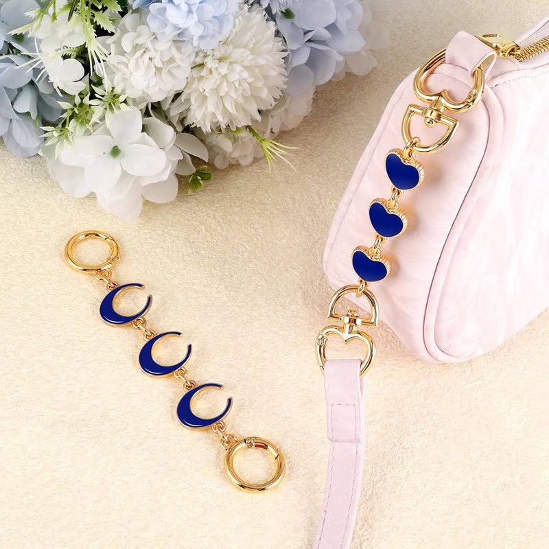 Tmtains 2Pcs Bag Extender Chain Gold Purse Extender Chain Heart Moon Purse Strap Extenders Navy Blue Purses Strap Replacement Crossbody Bags Accessories for Women Cute Bag Charms for Handbags Tote Bags Supply - Image 5